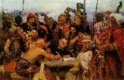 llya Yefimovich Repin The Reply of the Zaporozhian Cossacks to Sultan of Turkey oil on canvas